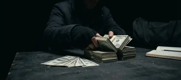 counting hundred dollar bills  