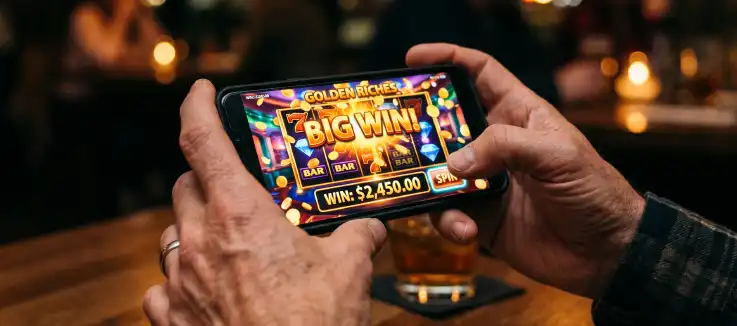 view of hands playing a game on a mobile phone 