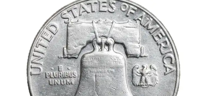 half dollar coin with the liberty bell embossed on it